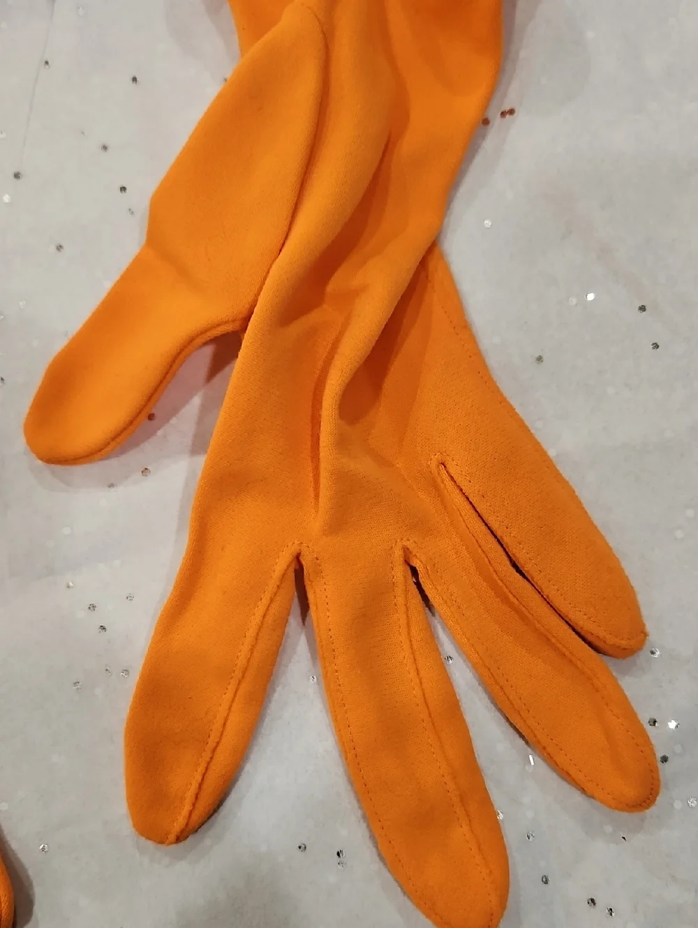 Orange‎ Ruched Elbow Gloves -Vintage